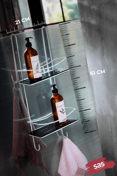 Sas Haus Lifetime Stainless Crystal Shelf Bathroom Organizer Shampoo Holder White-black Dşbs