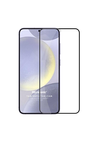 Microsonic Samsung Galaxy S24 Plus Tam Kaplayan Temperli Cam Ekran Koruyucu Siyah