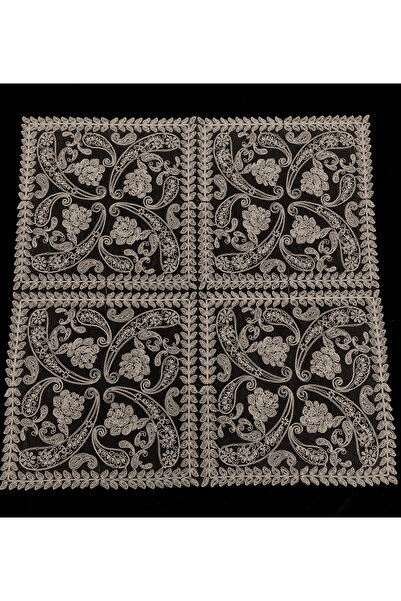 Çt Çeyizci Tekstil دانتيل فرنسي فيسكوس فردي 100x100 سم، غطاء طاولة القهوة فيسكوس