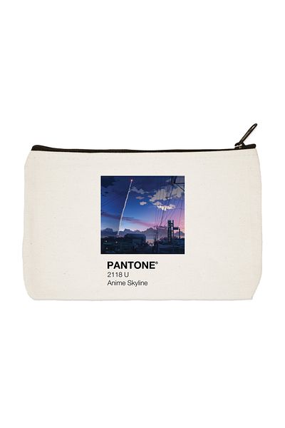designedfy Pantone Anime Skyline Printed υφασμάτινη τσάντα μακιγιάζ, θήκη για στυλό, τσάντα χειρός