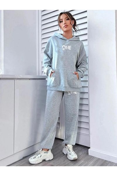 TRENDKUTU One Printed Women's Sweatshirt and Sweatpants Set