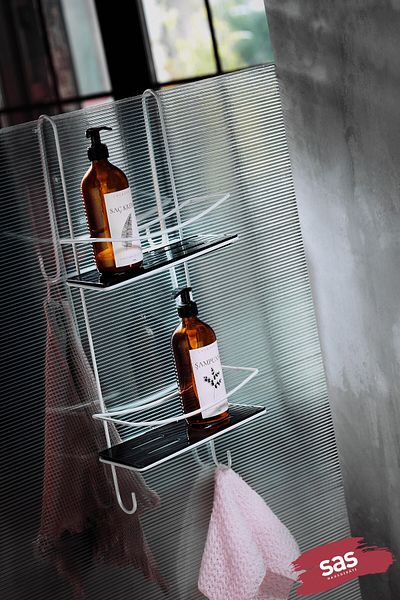 Sas Haus Lifetime Stainless Crystal Shelf Bathroom Organizer Shampoo Holder White-black Dşbs