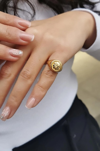 Utku Kuyumculuk 14 AYAR YONCA KABARTMALI SERÇE PARMAK ŞÖVALYE ALTIN YÜZÜK