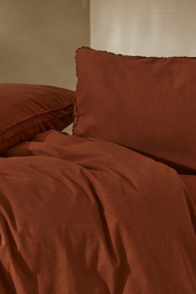 Karaca Home Pollen Linen Single Duvet Cover Set Terracotta