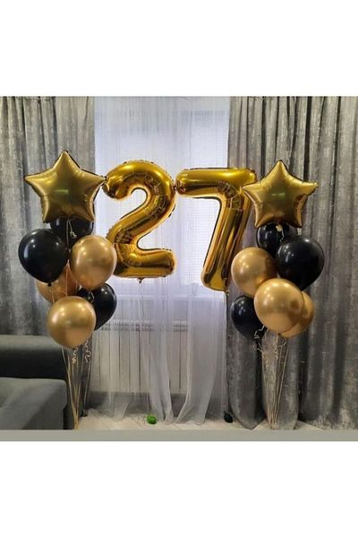 MERİ PARTİ 27 YEARS OLD BIRTHDAY BALLON SET 27 YEARS OLD CONCEPT STAR FOIL BALLON LATEX BALLON SET