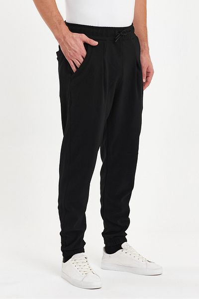 CLIPMAN Ανδρικό παντελόνι Jogger με κανονική εφαρμογή, ελαστικό πόδι, μαύρο