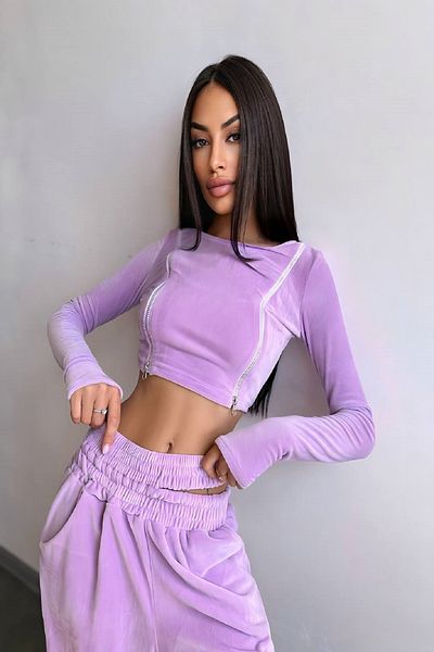 Fashiontayt Velvet Fabric Zippered Double Set with Elastic Waist and Legs