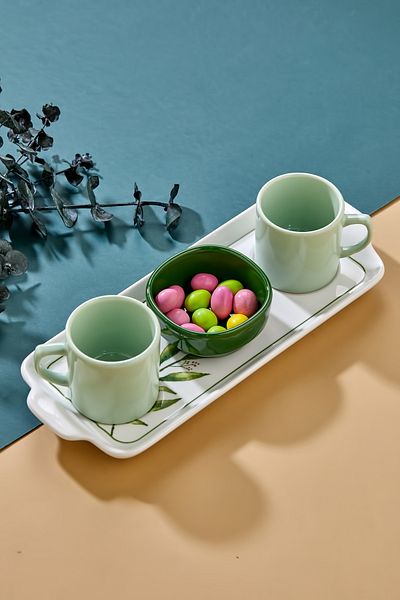 Erbaşlar Valentine's Day 2 Person Luxury Ceramic Coffee Cup Set Turkish Coffee Cup Presentation Set