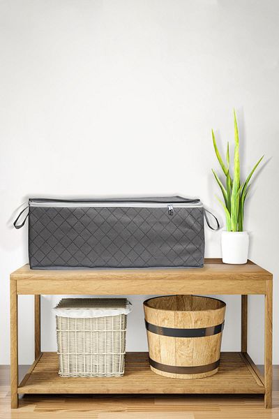 NUTEX 5 Pieces Quilted Patterned Underfloor Anthracite Storage 60x40x22
