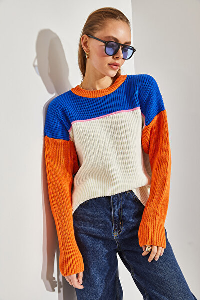 Bianco Lucci Women's Thessaloniki Knitted Crew Neck Knitwear Sweater