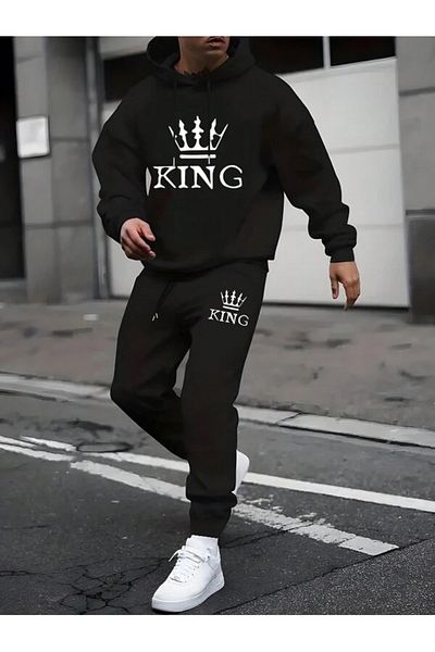 MOONBULL Ανδρικό Σετ φόρμας με κουκούλα με εμπριμέ king size