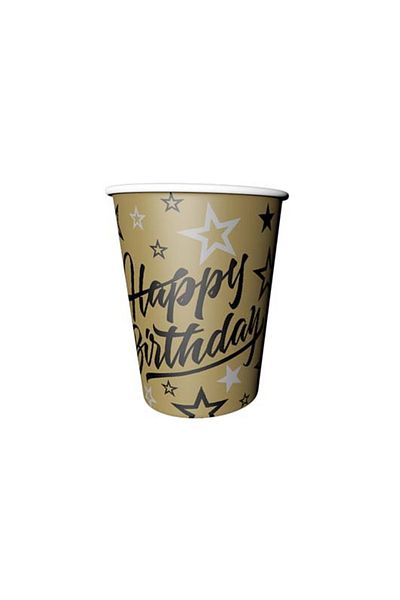 BalonEvi GOLDEN STARS HAPPY BIRTHDAY PRINTED CUP