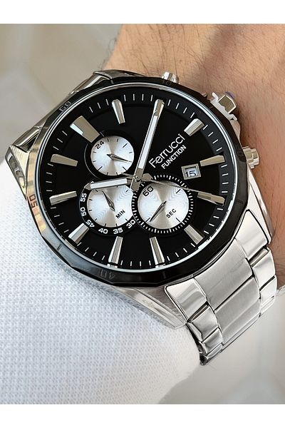 Ferrucci Function Function Silver Color 3 Atm Waterproof Steel Cord Men's Wristwatch