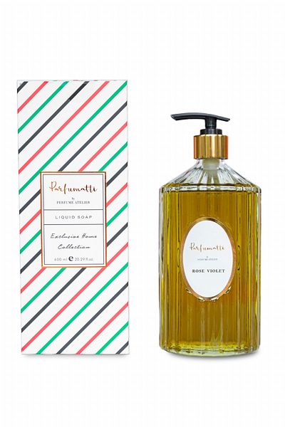 PARFUMATTI BY PERFUME ATELIER ROSE VIOLET 600 ML LIQUID SOAP GLASS BOTTLE