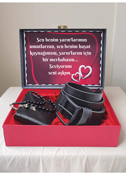 Sionar Erkek Sevgili İçin Hediye Seti, Cüzdan Kemer Tesbih Set