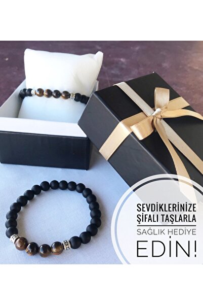 Hepsi Enteresan Şifalı Kaplangözü Ve Oniks Taşlı Bileklik, Sevgiliye Hediye, Erkeğe Hediye, Doğum Günü