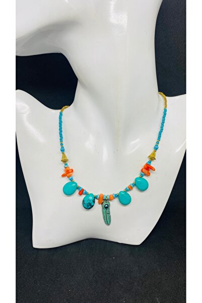 Porsuk Alternatif قلادة نسائية من الحجر الطبيعي بتصميم يدوي