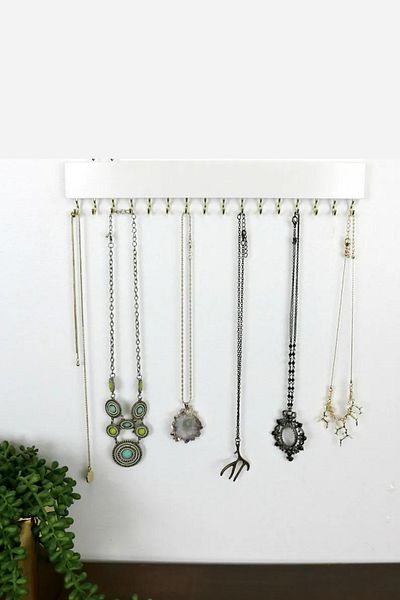 viveres White Color Wooden Jewelry Organizer Necklace Bracelet Watch Glasses Wall Hanger Organizer
