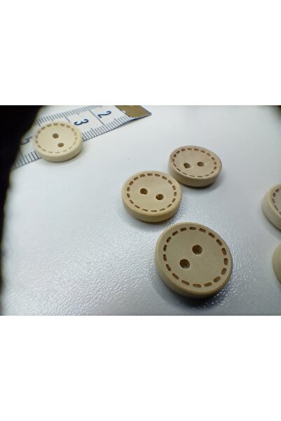 Tuhafiş Ağaç Düğme 1.5 Cm Tahta Düğme Ağaç Düğme 12 Adet