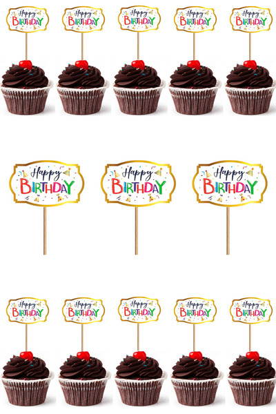 Yusuf Dirik YD Party Supplies 10 قطع من أعواد الأسنان على شكل كب كيك مطلية با...