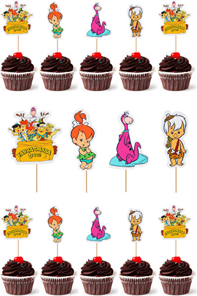 Yusuf Dirik YD Party Supplies Cupcake Kürdanı Taş Devri Temalı 10 Adet