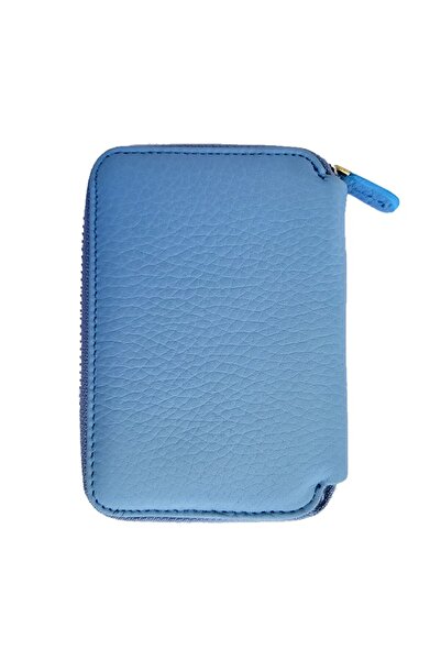 Naturel Tılsım Mini Zippered Wallet Genuine Leather / Turquoise / Matte Arsel