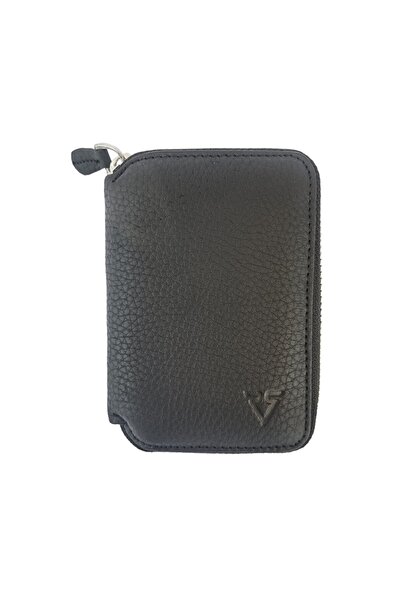 Naturel Tılsım محفظة صغيرة بسحاب جلد طبيعي / 10607 أسود (ماتي أرسيل)