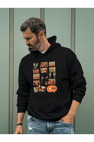 AEMİ Φούτερ με κουκούλα 90s Visual Printed Oversize