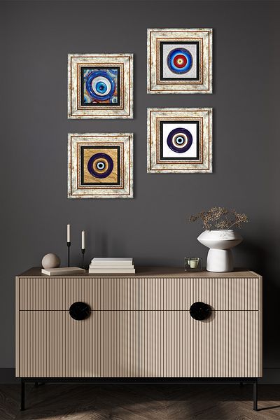 Pinecone Vulcan Stone Pictură de perete cu rame Decor de perete Set de pictură din 4 piese Artă de perete TK4-1236