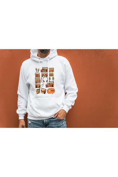 AEMİ Φούτερ με κουκούλα 90s Visual Printed Oversize