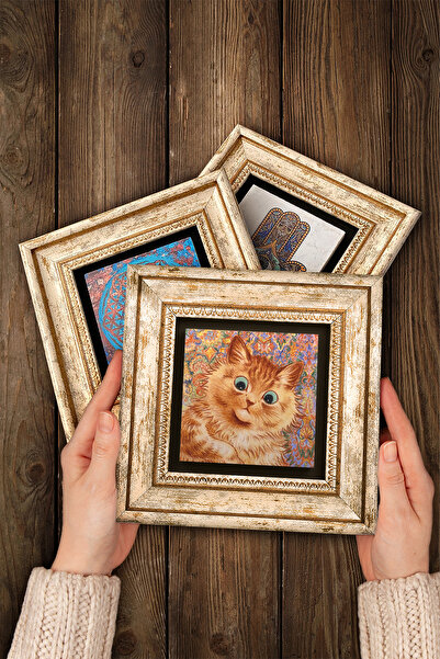 Pinecone Louis Wain Cats Stone Wall Painting Framed Wall Decor 3 Piece Painting Set Wall Art Tk3-630