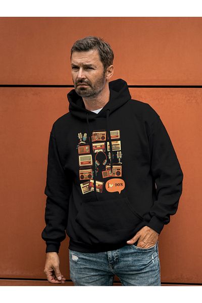 AEMİ Φούτερ με κουκούλα 90s Visual Printed Oversize