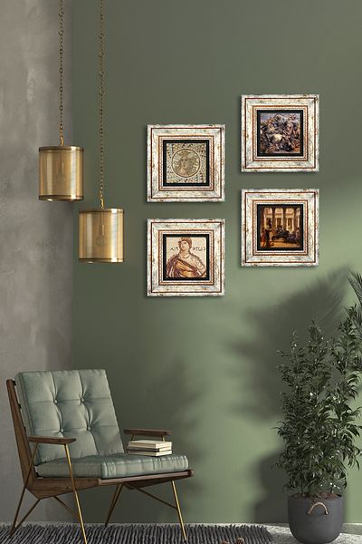 Pinecone Soteria, Seria Mozaic, Un iubitor de artă romană, Pictură pe perete de piatră de la bătălia de la Anghiari Decor de perete înrămat