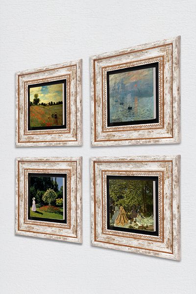 Pinecone Monet Lunch at the Cider, Woman in the Garden, Poppies, Sunrise Stone Painting Framed Wall Decor