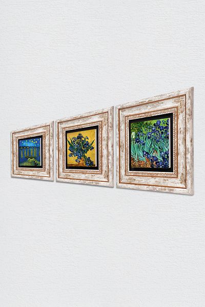 Pinecone Van Gogh a Starry Night at the Rhine, Irises, Irises Stone Wall Painting Framed Wall Decor