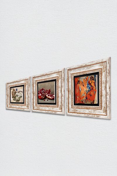 Pinecone Picasso Girls of Avignon, Flower with Butterfly, Pomegranate Stone Wall Painting Framed Wall Decor Tk3-1118