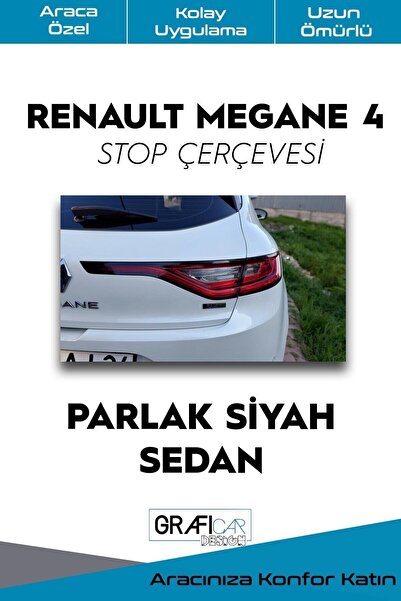 Genel Markalar Renault Megane 4 Stop Çerçeve Sticker SEDAN UYUMLU / PARLAK SİYAH
