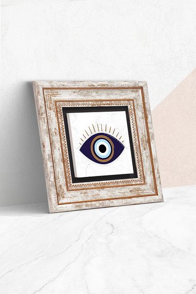 Pinecone Evil Eye Stone Wall Painting Framed Wall Decor Wall Art Tk1-342