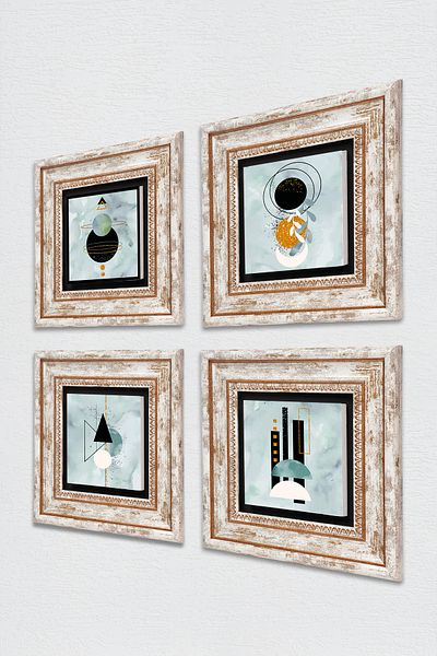 Pinecone Minimalist Abstract Stone Wall Painting Framed Wall Decor 4 Piece Painting Set Wall Art Tk4-1052