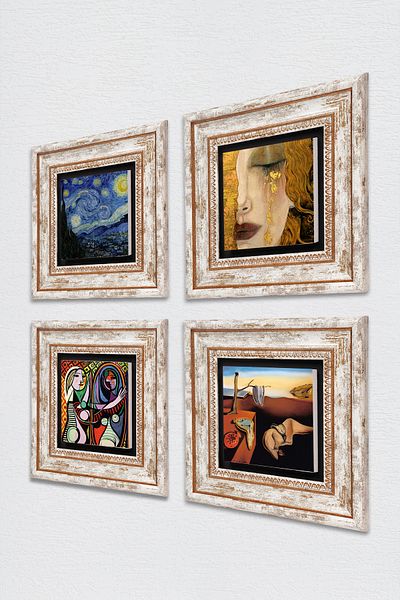 Pinecone Dalí, Picasso, Van Gogh, Gustav Klimt Stone Wall Painting Framed Wall Decor Table TK4-696