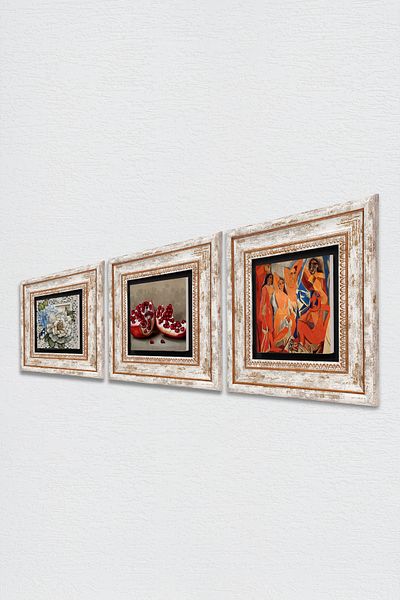 Pinecone Picasso Girls of Avignon, Flower with Butterfly, Pomegranate Stone Wall Painting Framed Wall Decor Tk3-1198