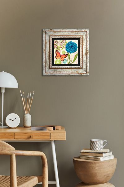 Pinecone Butterfly Stone Wall Painting Framed Wall Decor Wall Art Tk1-215