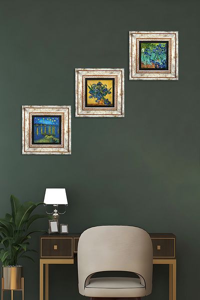 Pinecone Van Gogh a Starry Night at the Rhine, Irises, Irises Stone Wall Painting Framed Wall Decor