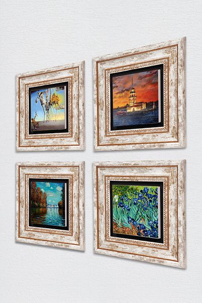 Pinecone Salvador Dali, Claude Monet, Van Gogh, Istanbul Maiden's Tower Stone Wall Painting Framed Wall Decor