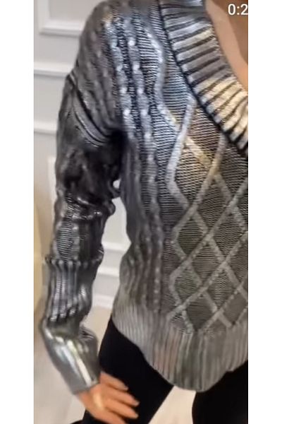 lilyum Gray foiled V-neck sweater