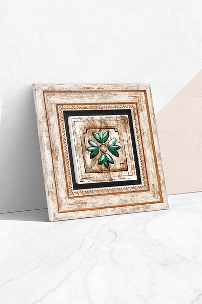 Pinecone Pictură de perete din piatră vintage cu model marocan, decor de perete înrămat, artă de perete TK1-38