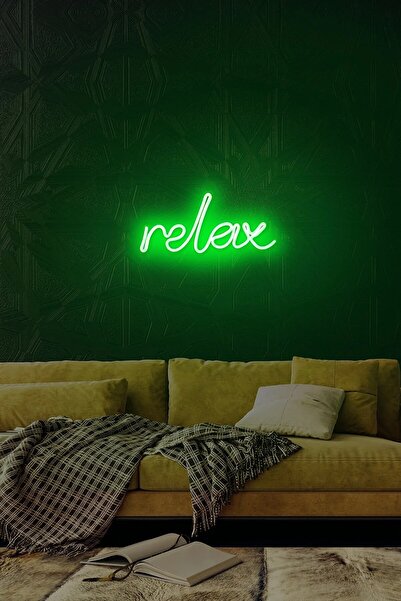 Extremmotif Relax Neon Led Duvar Yazısı Dekoratif Işıklı Gece Lambası Duvar Süsü