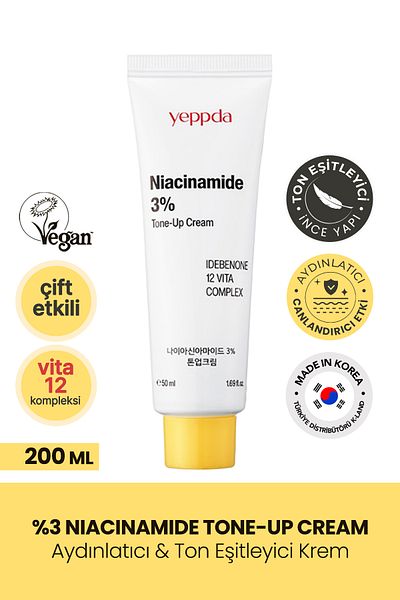 YEPPDA Niacinamide 3% Tone Up Cream - Water Based, Brightening, 50 ml, One Size