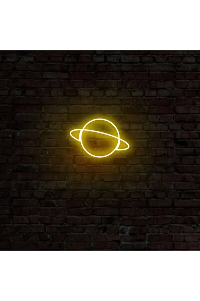 Extremmotif Saturn Neon Led Duvar Yazısı Dekoratif Işıklı Gece Lambası Duvar ...