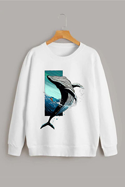 Vordevia Світла оверсайз-футболка з круглим вирізом і принтом кита